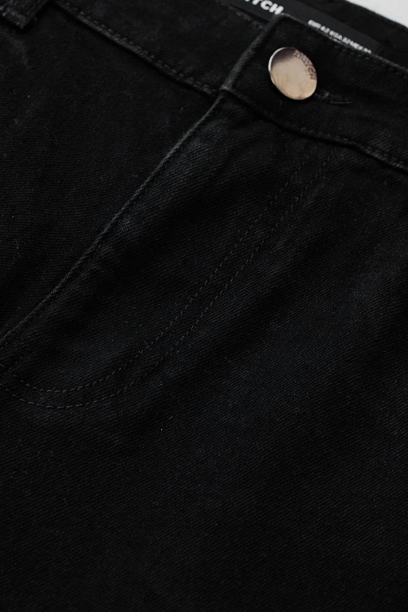Snitch Black Tapered Slim Fit Jeans for Men | Best Price UAE